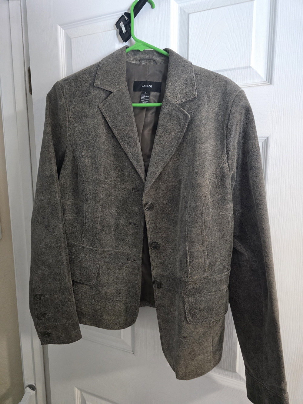 Alfani Distressed Gray Leather-Look Jacket